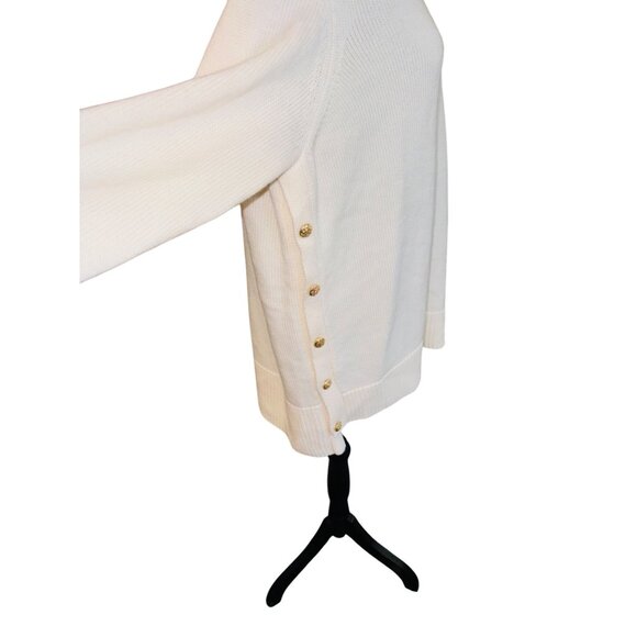 Tuckernuck Winter White Sophia Sweater Cream 100% Wool Turtleneck Gold Button L - Picture 7 of 11